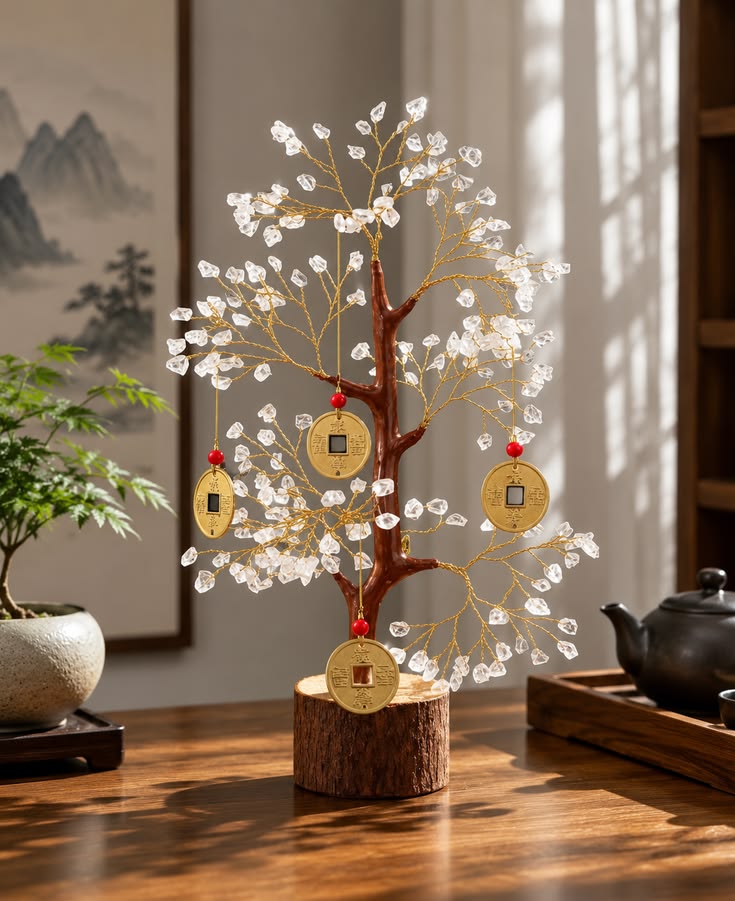Natural gemstone crystal trees