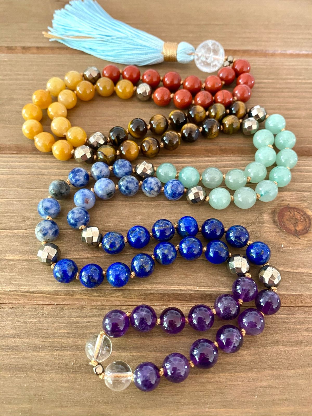 Natural gemstone crystal mala collection