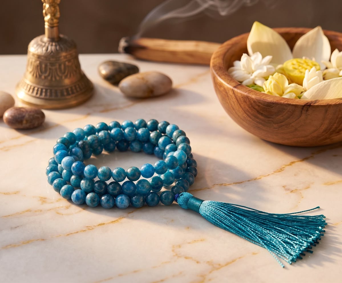Crystal malas with natural gemstone beads