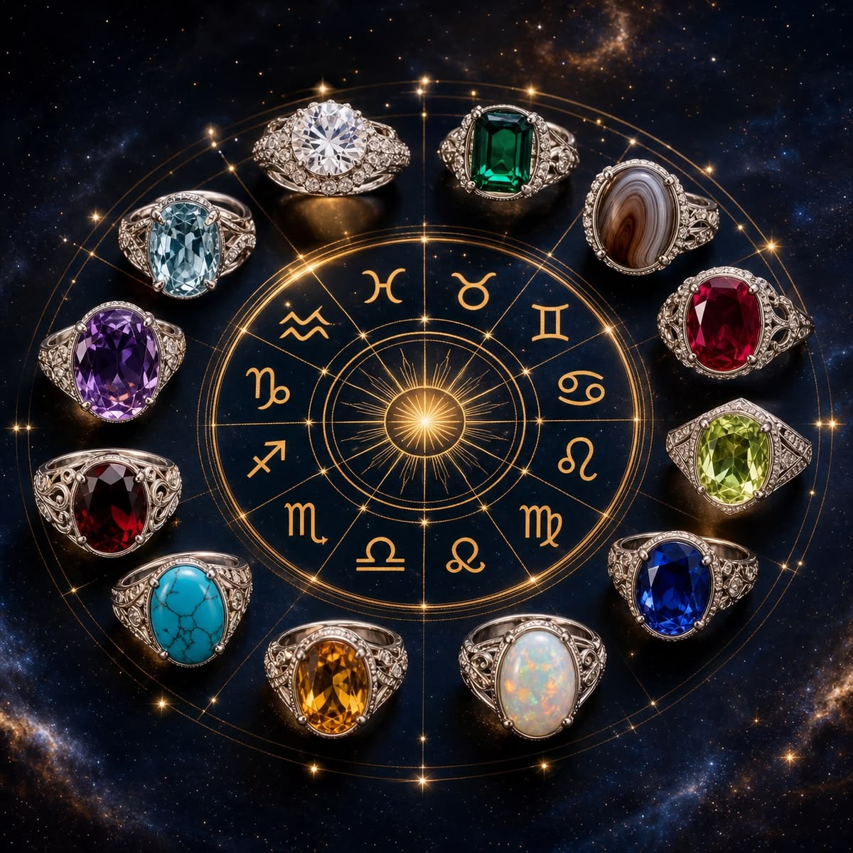 Zodiac gemstones collection
